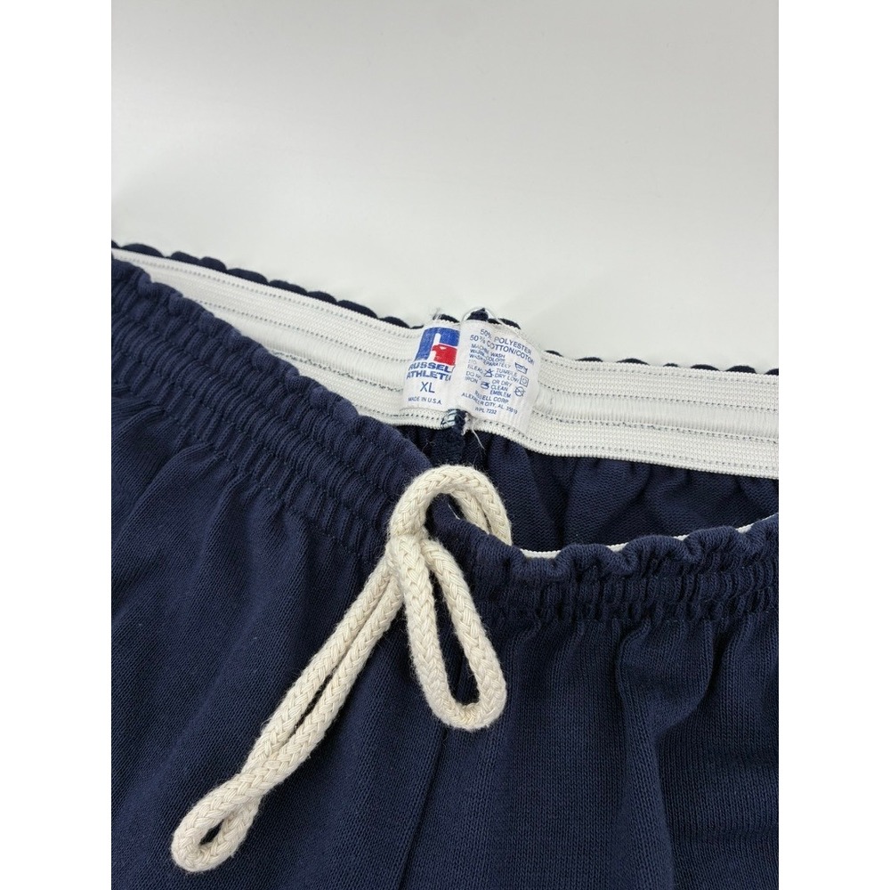 VNTG 80's Russell Athletic Shorts Navy Blue XL USA Made Gym Training Drawstring
